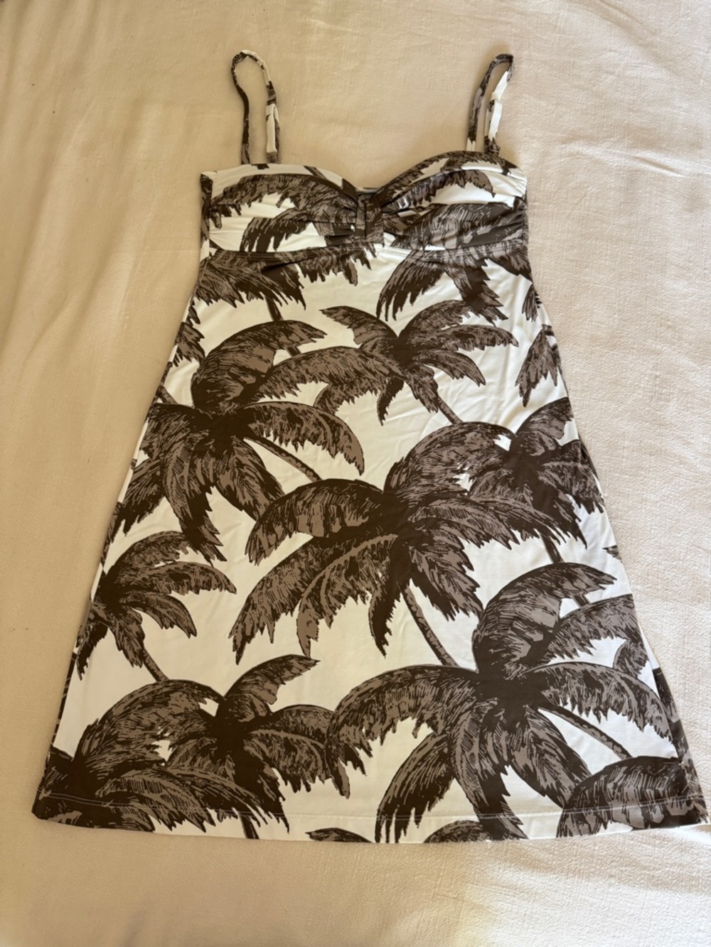 Tommy Bahama Cream Dress with Brown Palm Print